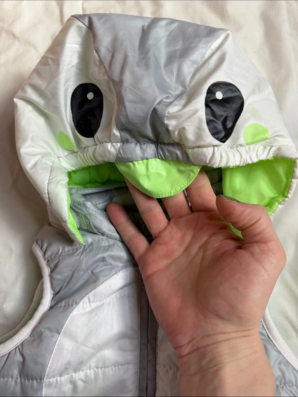 H&M Kids Gray and Neon Green Hooded Puffer Vest